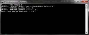 screen showing listed smart card readers in PC/SC Windows API