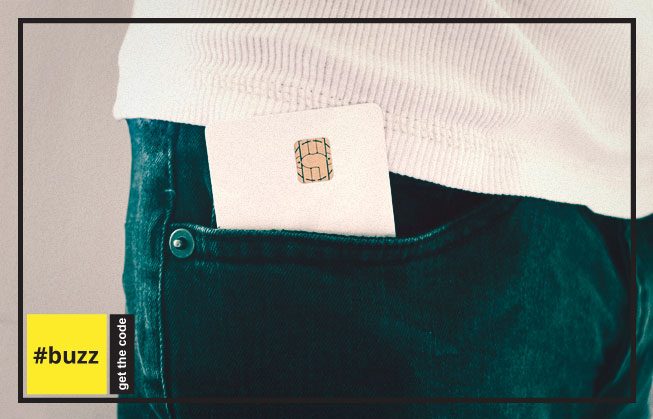contact smart card sticking out of a pocket